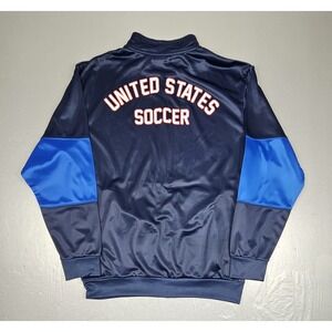 Team USA Soccer Track Jacket Mens Large Blue Full Zip Back SpellOut World Cup